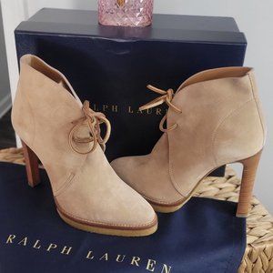 Ralph Lauren Beige Briella Calf-Suede Bootie Sz. 37  and & 37.5